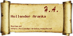 Hollender Aranka névjegykártya